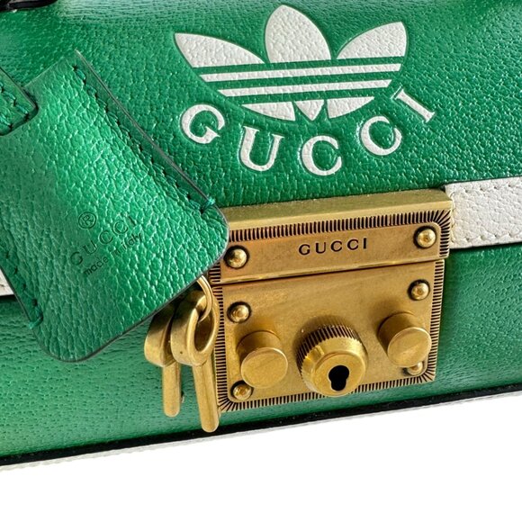 GUCCI X ADIDAS Green & White Leather Golf Balls Set Case Bag Made in Italy - Picture 8 of 16